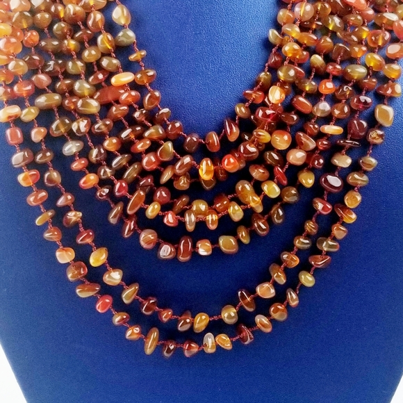 8 Strand Genuine Carnelian Necklace EUC - Picture 4 of 9